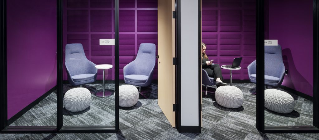 Purple Walls with Modern Chairs and Seating Solutions Houston Texas
